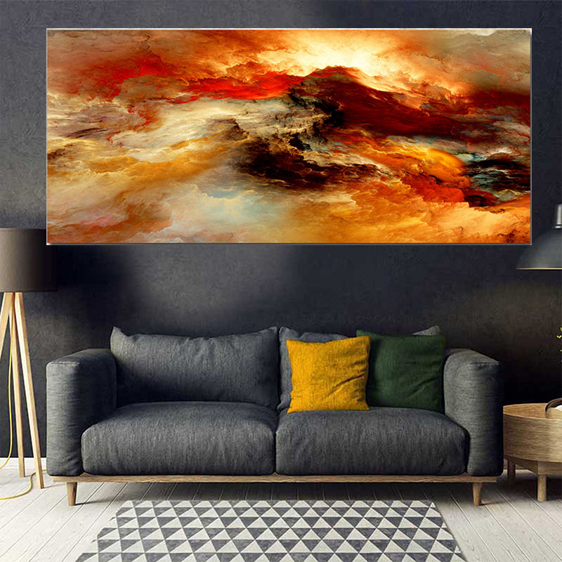 Tableau décoratif abstrait miel - 170x75 cm