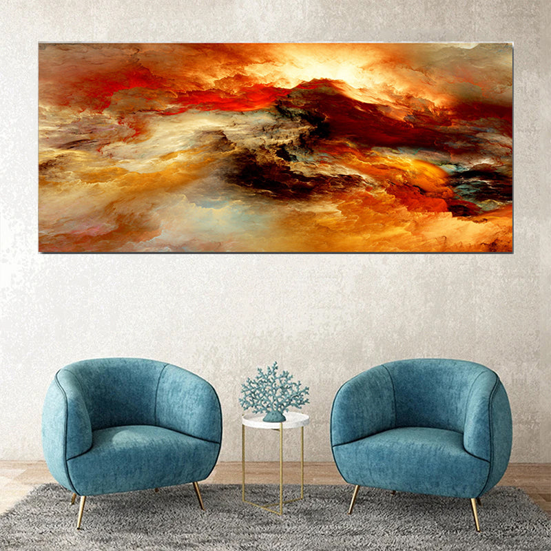 Tableau décoratif abstrait miel - 170x75 cm