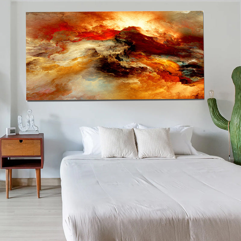 Tableau décoratif abstrait miel - 170x75 cm