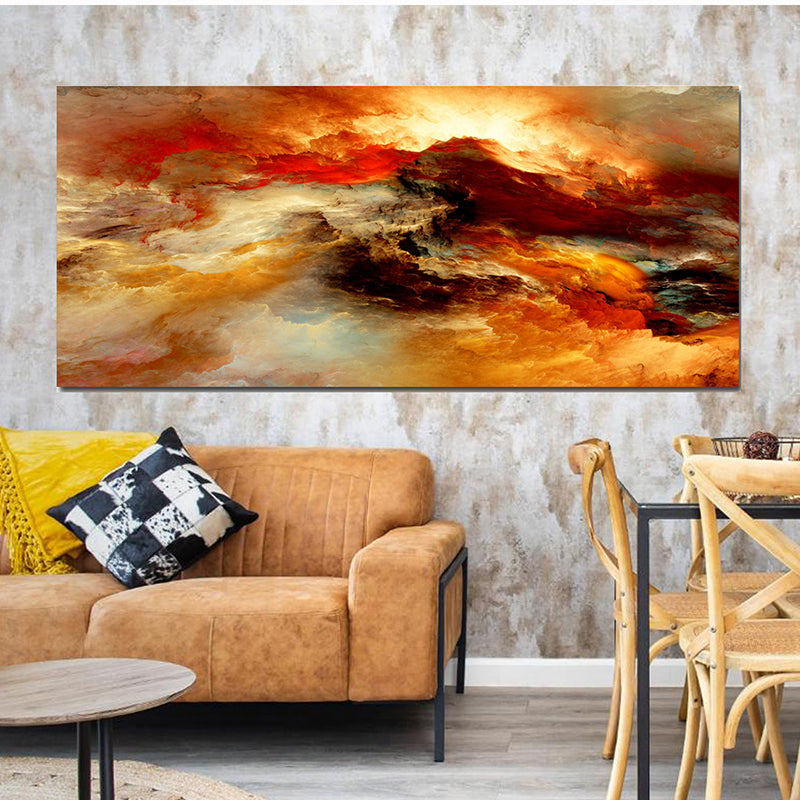 Tableau décoratif abstrait miel - 170x75 cm