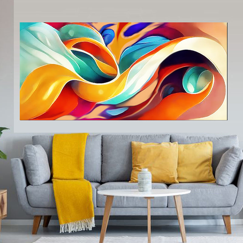 tableau décoratif bache - orangé abstraite - 170x75 cm