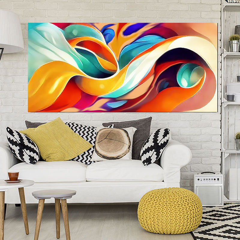 tableau décoratif bache - orangé abstraite - 170x75 cm