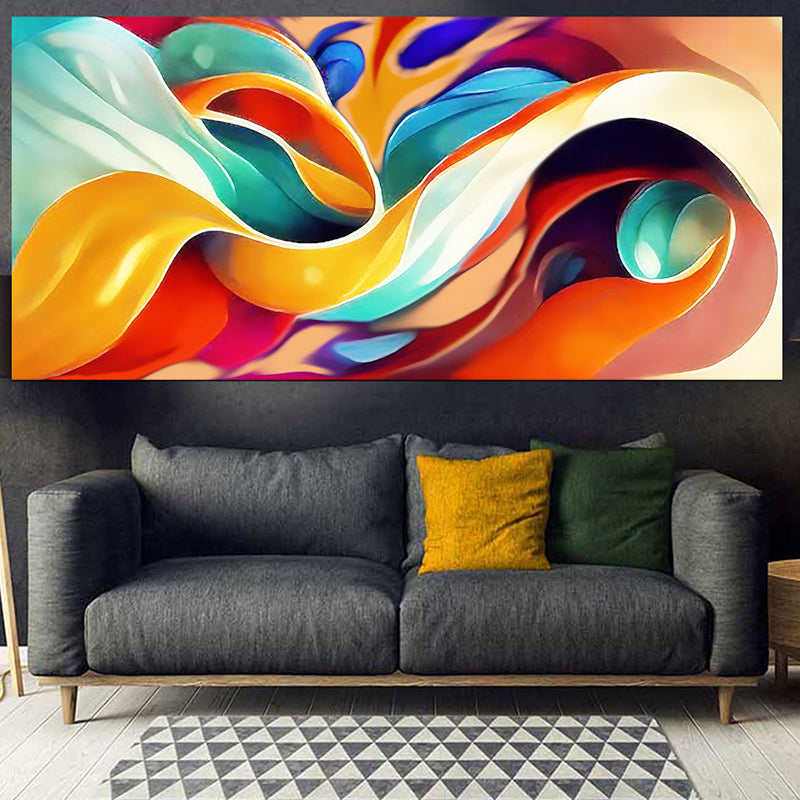 tableau décoratif bache - orangé abstraite - 170x75 cm