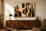 Tableau Abstrait "Harmonie Terrestre" – Art Moderne & Cubisme ( 100 cm X 80 cm )