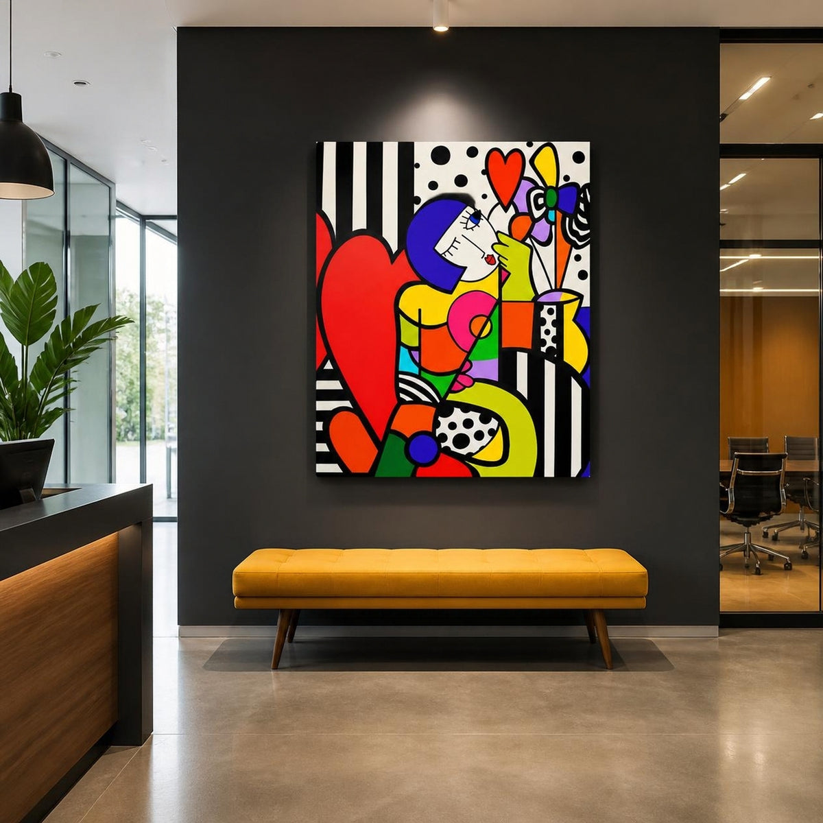 Tableau Néo-Pop Art "Cœur & Couleurs" – Décoration Murale Joyeuse ( 100 cm X 80 cm )