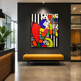 Tableau Néo-Pop Art "Cœur & Couleurs" – Décoration Murale Joyeuse ( 100 cm X 80 cm )