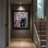 Tableau Pop Art "Who's The Boss" – Panthere Rose et Panthere Noire ( 100 cm X 100 cm )