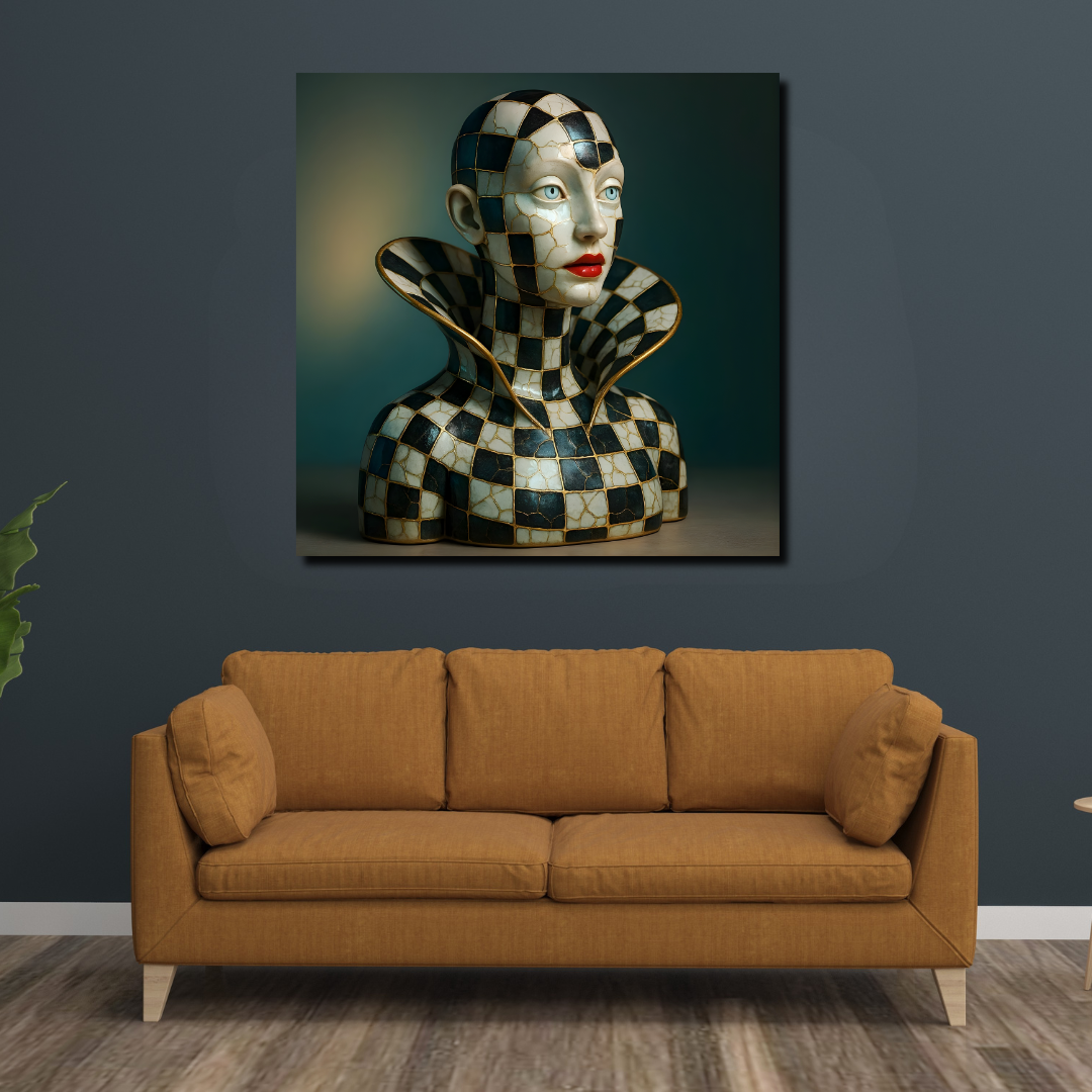 tableau décoratif - Reine du Damier 100 x 100 cm