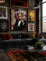 Tableau Décoratif Pop Art "Don Corleone Is King" – Pouvoir & Charisme ( 100 cm X 70 cm )
