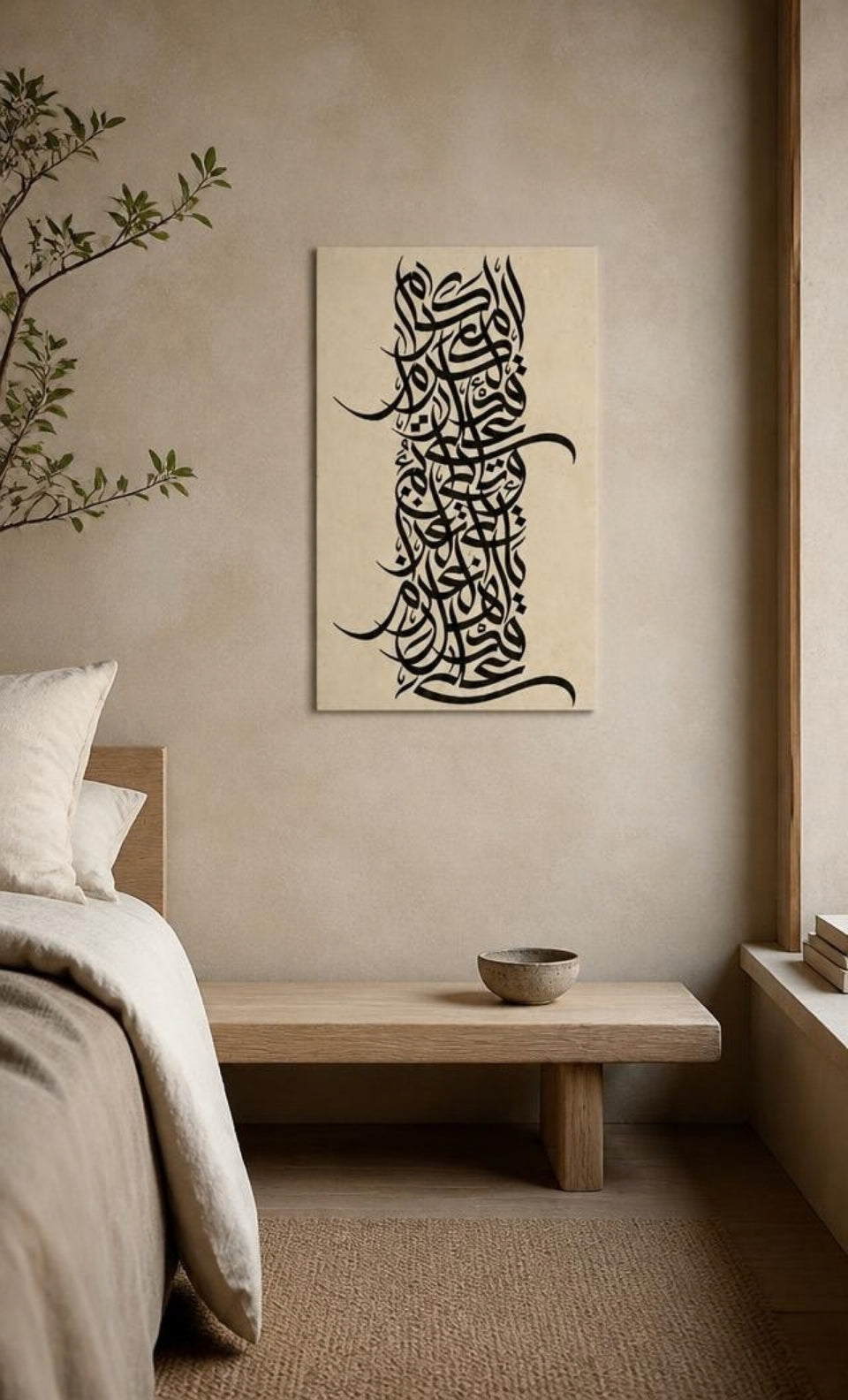 Tableau Décoratif "Symphonie Calligraphique" – Art Abstrait Arabe ( 100 cm X 60 cm)