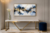 Tableau Abstrait "Éclat Saphir & Or" – Art Moderne et Texturé ( 120 cm X 80 cm )