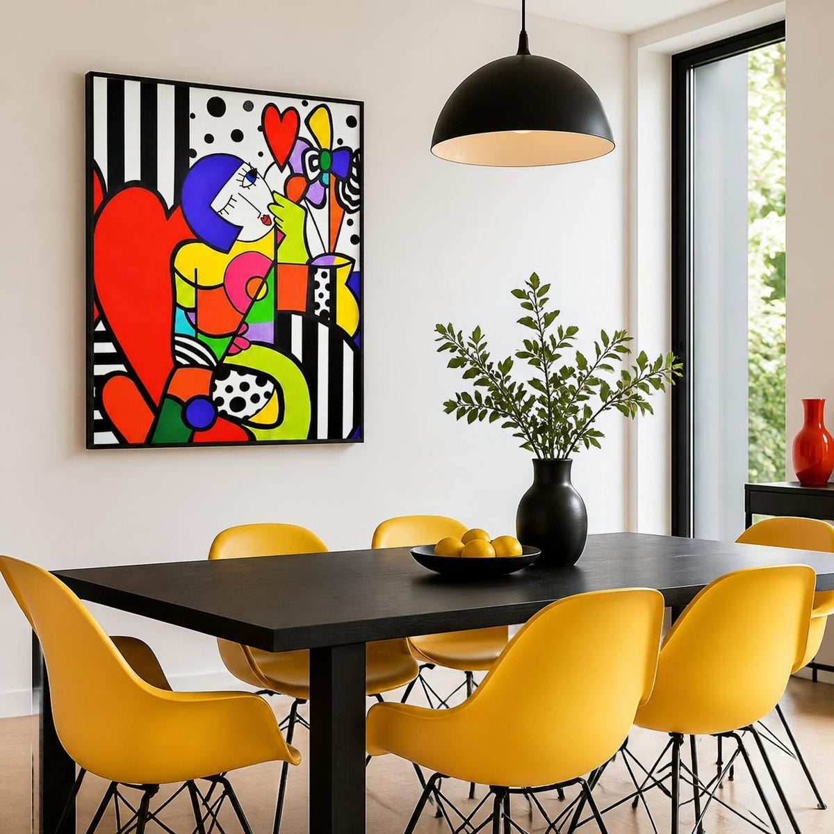 Tableau Néo-Pop Art "Cœur & Couleurs" – Décoration Murale Joyeuse ( 100 cm X 80 cm )