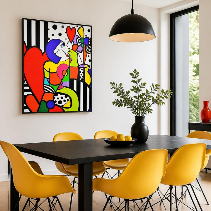 Tableau Néo-Pop Art "Cœur & Couleurs" – Décoration Murale Joyeuse ( 100 cm X 80 cm )