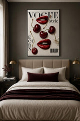 Tableau Décoratif "Vogue Style" – Lèvres Glamour et Cerises Pop Art