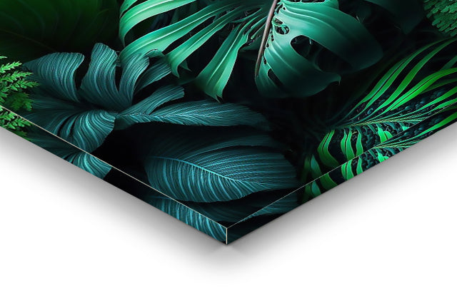 tableau feuille vert royale tropicale - vinyle sur mdf 5mm -80x140 cm