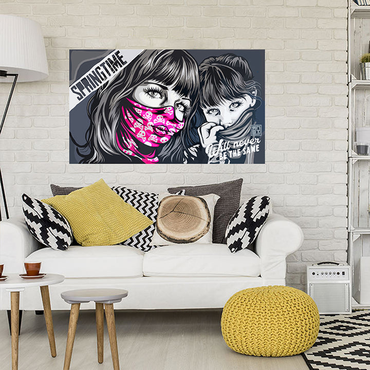 tableau décoratif - Graffiti Spring time - vinyle mat sur mdf -105 x 60 cm