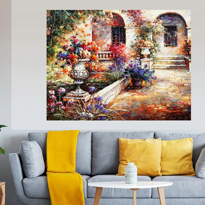Tableau décoratif - jardin peinture - 100 x 80 cm