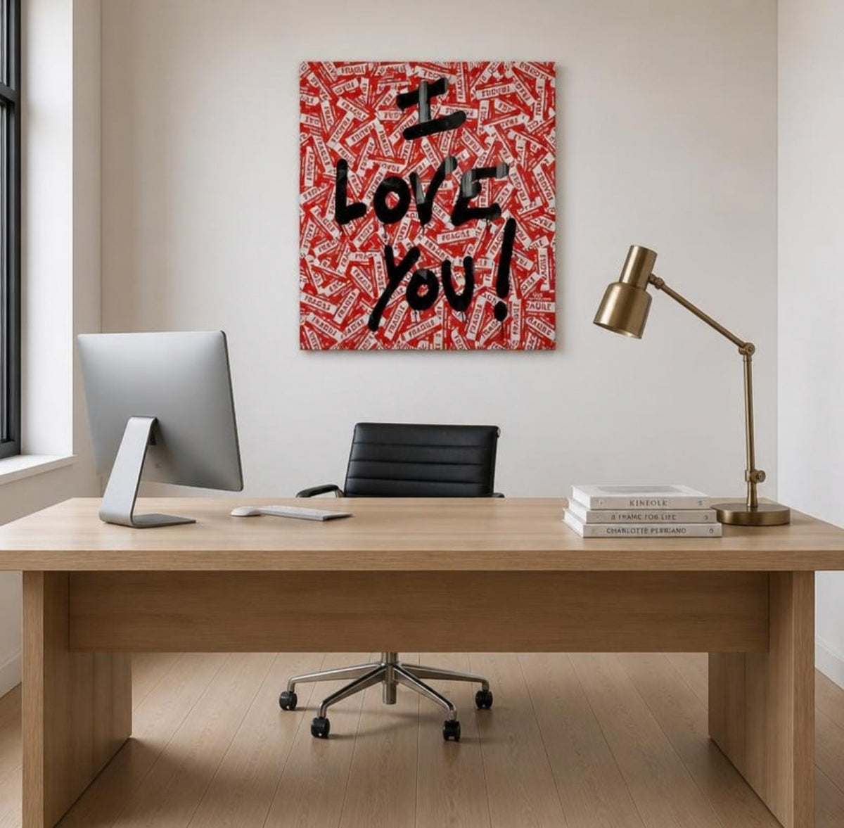 Tableau Pop Art "Fragile Love" – Street Art & Romance Urbaine ( 100 cm X 80 cm )