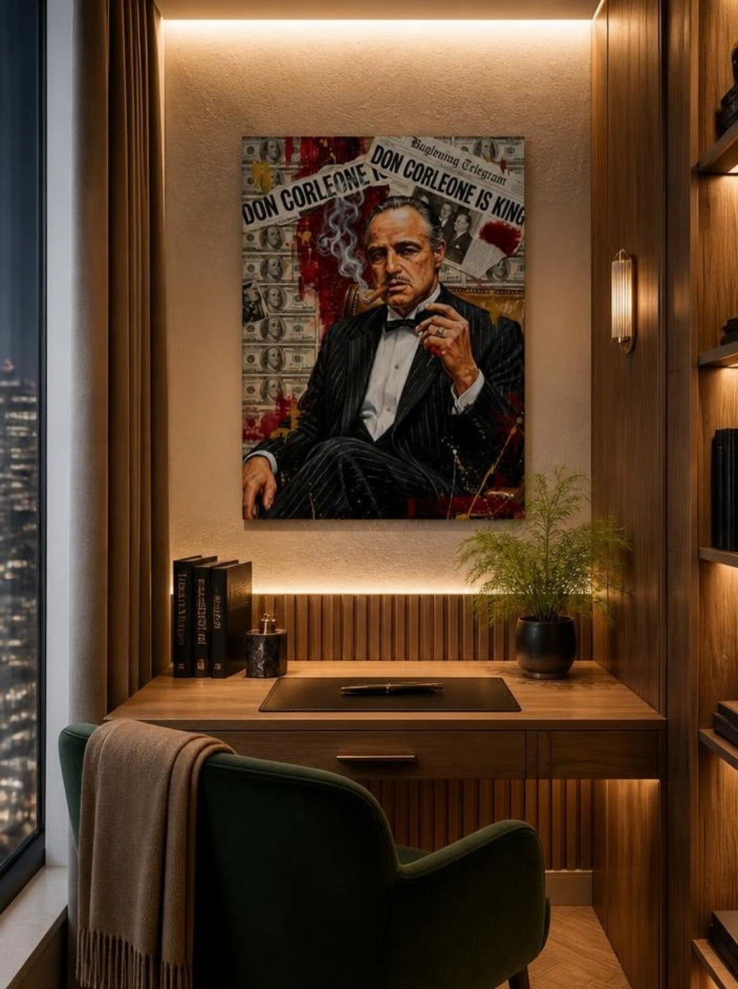 Tableau Décoratif Pop Art "Don Corleone Is King" – Pouvoir & Charisme ( 100 cm X 70 cm )