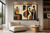 Tableau Abstrait "Harmonie Terrestre" – Art Moderne & Cubisme ( 100 cm X 80 cm )