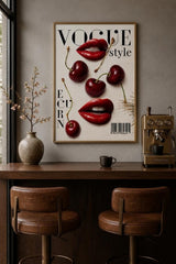Tableau Décoratif "Vogue Style" – Lèvres Glamour et Cerises Pop Art