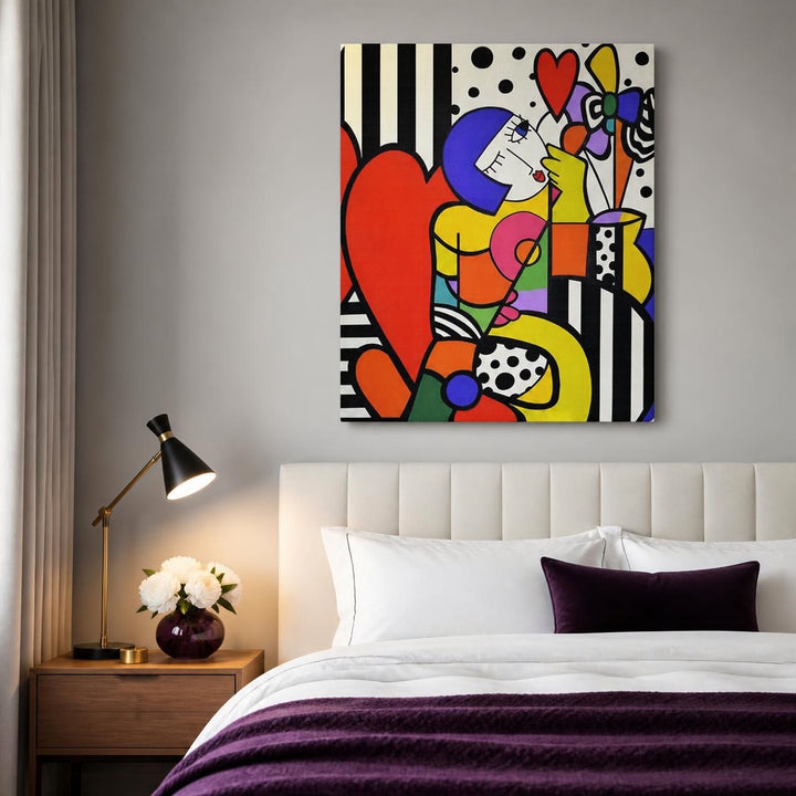 Tableau Néo-Pop Art "Cœur & Couleurs" – Décoration Murale Joyeuse ( 100 cm X 80 cm )