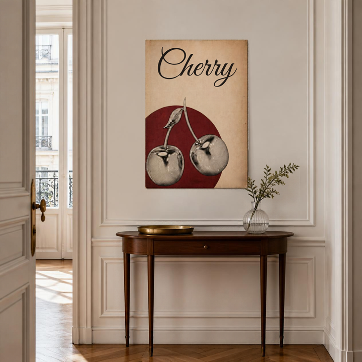 Tableau Décoratif Vintage "Cherry" – Illustration Rétro & Poésie