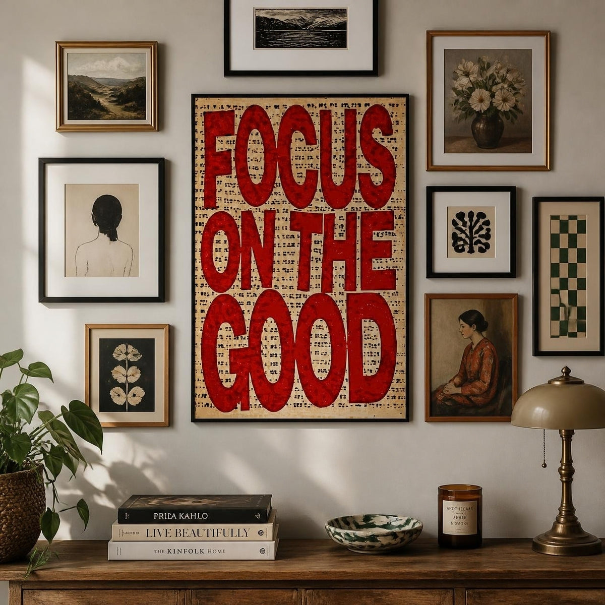 Tableau Décoratif Inspirant Focus On The Good - Vinyle sur MDF