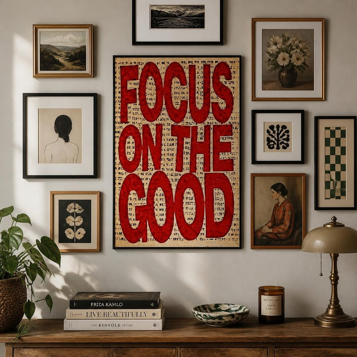 Tableau Décoratif Inspirant Focus On The Good - Vinyle sur MDF