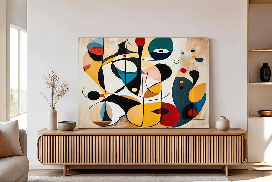 Écho Abstrait : Symphonie de Formes et de Couleurs (80 cm x 120 cm)