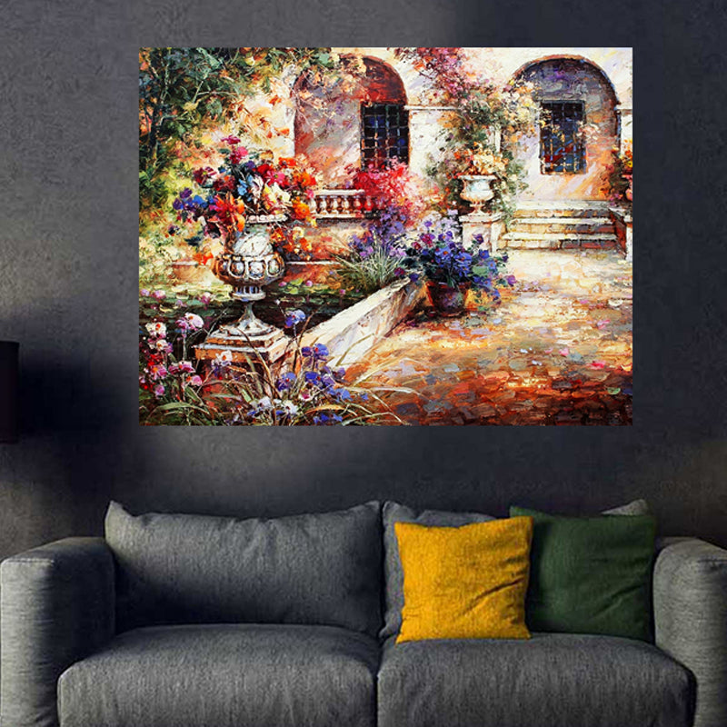 Tableau décoratif - jardin peinture - 100 x 80 cm