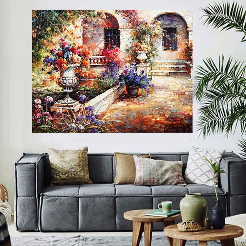 Tableau décoratif - jardin peinture - 100 x 80 cm