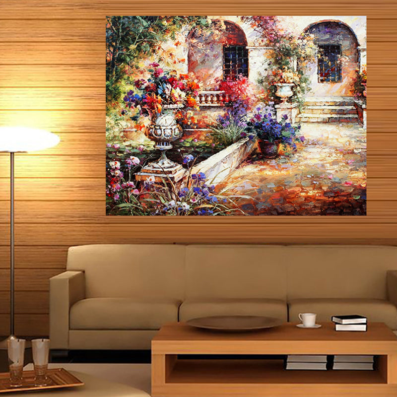 Tableau décoratif - jardin peinture - 100 x 80 cm