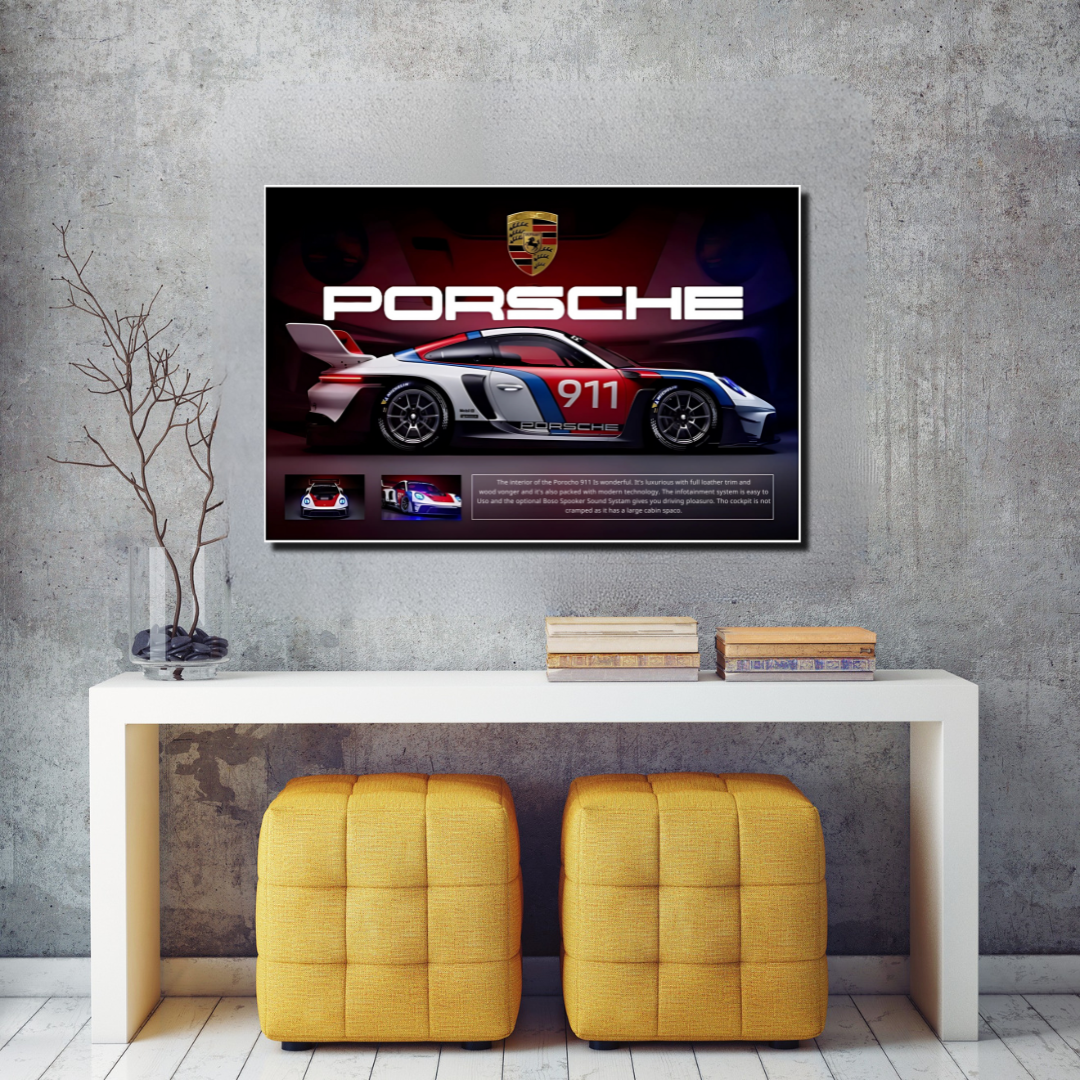 Porsche 911 – L’icône de la vitesse - vinyle sur mdf - 60x40 cm