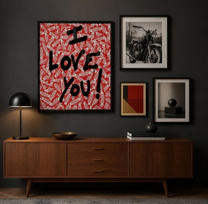 Tableau Pop Art "Fragile Love" – Street Art & Romance Urbaine ( 100 cm X 80 cm )