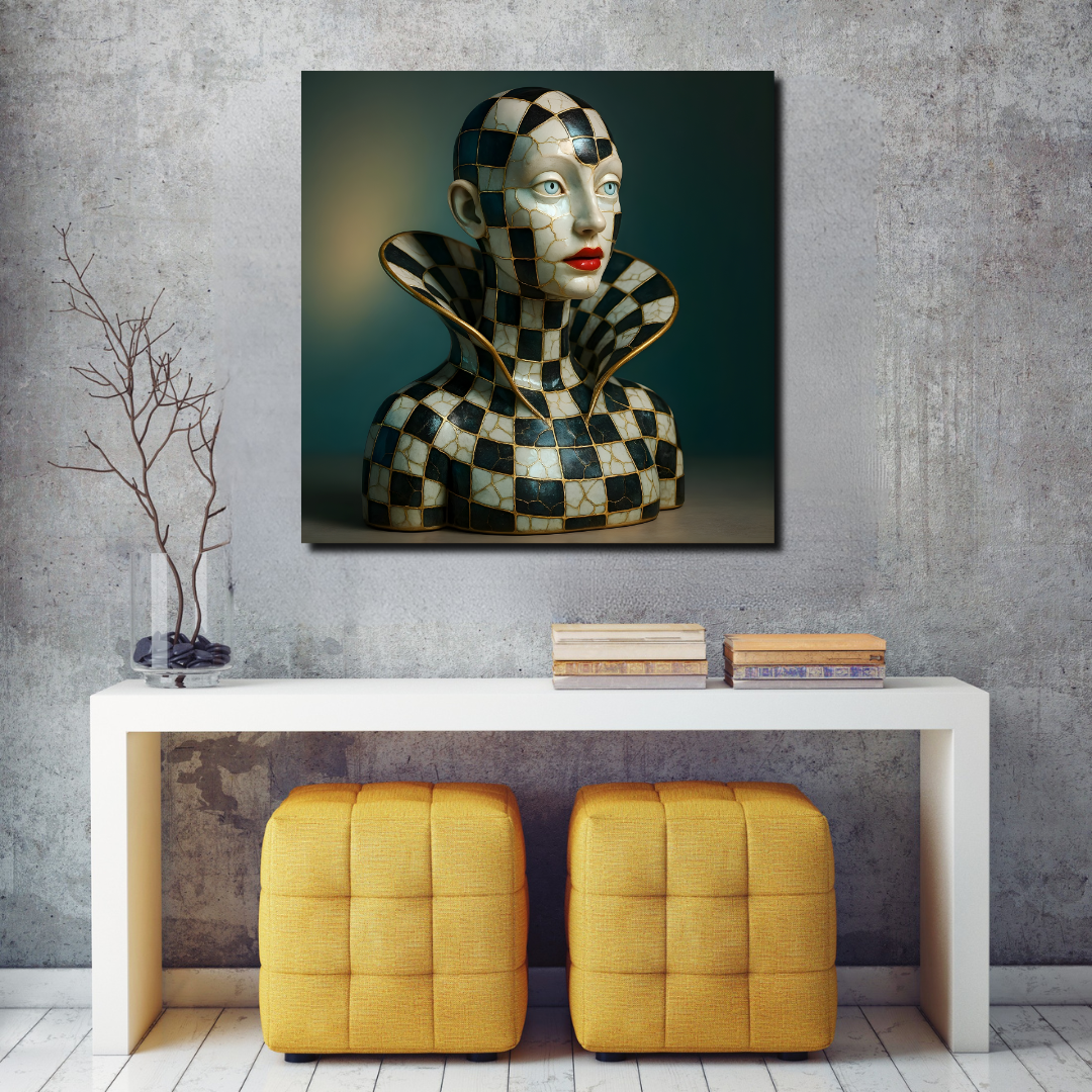 tableau décoratif - Reine du Damier 100 x 100 cm