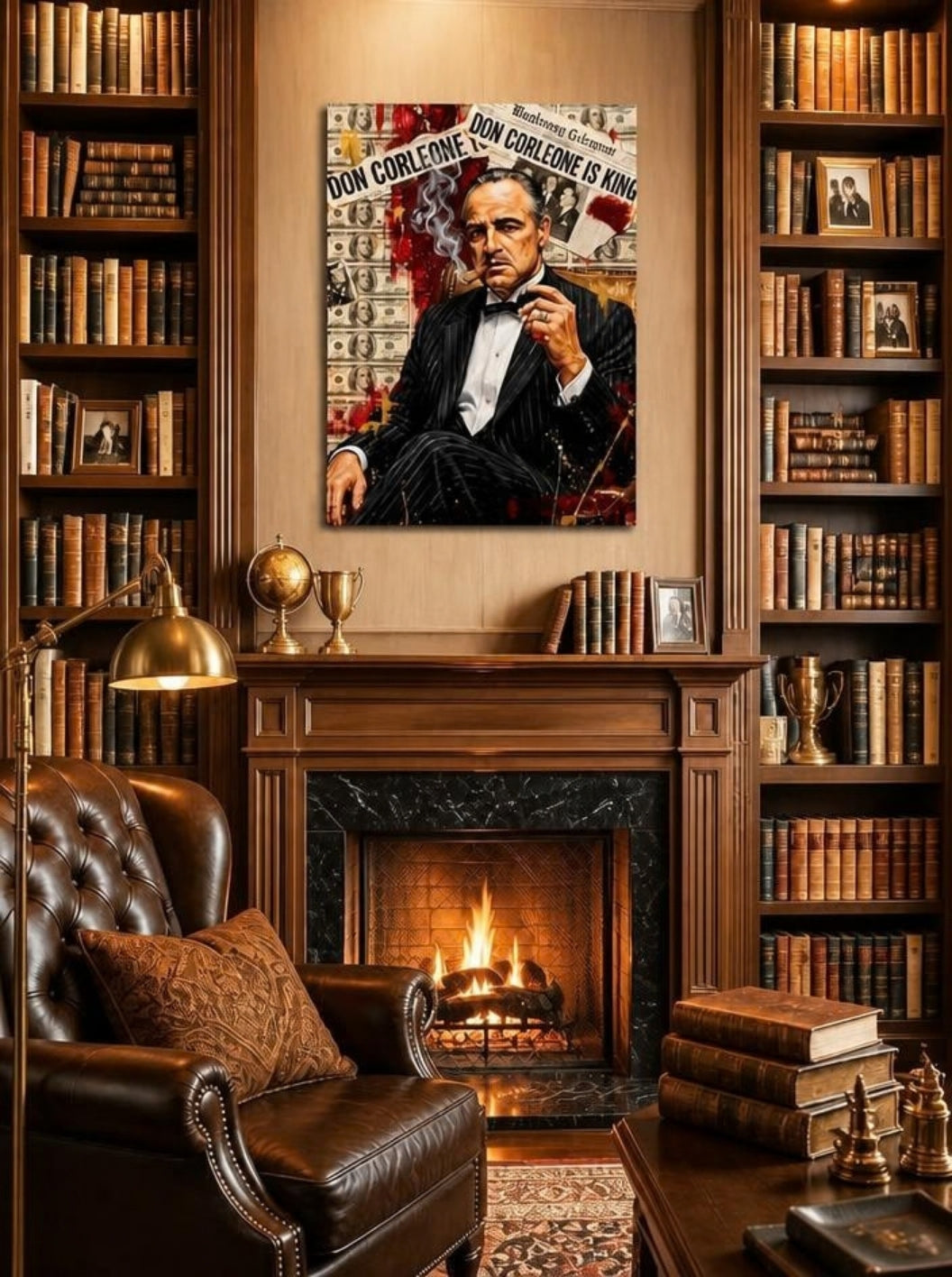 Tableau Décoratif Pop Art "Don Corleone Is King" – Pouvoir & Charisme ( 100 cm X 70 cm )