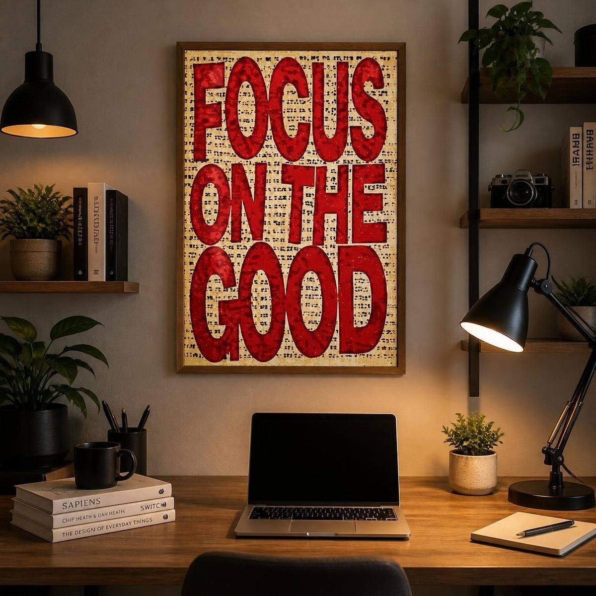 Tableau Décoratif Inspirant Focus On The Good - Vinyle sur MDF