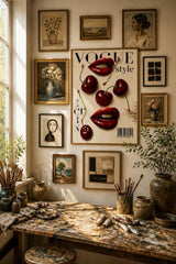 Tableau Décoratif "Vogue Style" – Lèvres Glamour et Cerises Pop Art