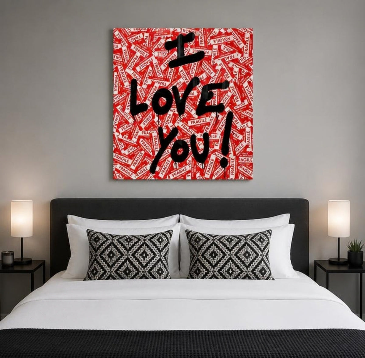 Tableau Pop Art "Fragile Love" – Street Art & Romance Urbaine ( 100 cm X 80 cm )