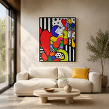 Tableau Néo-Pop Art "Cœur & Couleurs" – Décoration Murale Joyeuse ( 100 cm X 80 cm )