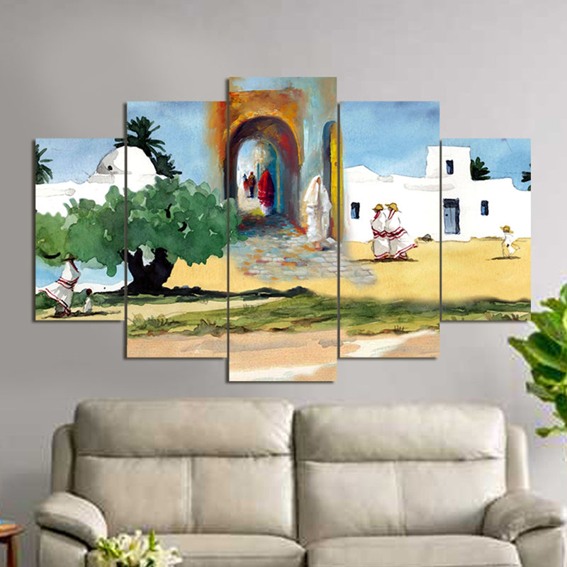 Tableau décoratif 5 pces  - Djerba oliviers - 84 x 130 cm