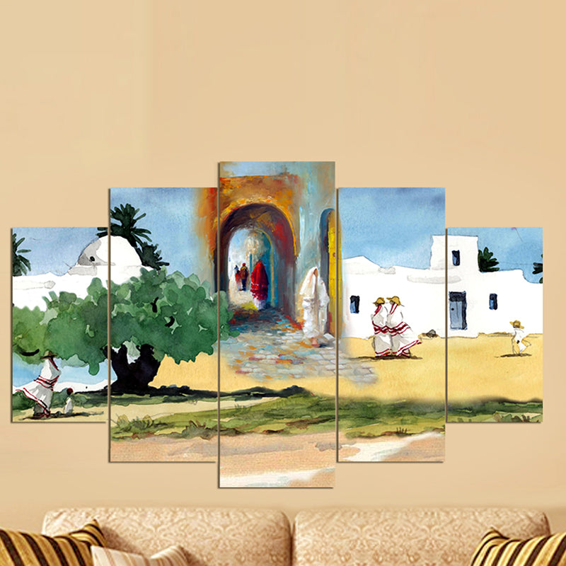 Tableau décoratif 5 pces  - Djerba oliviers - 84 x 130 cm