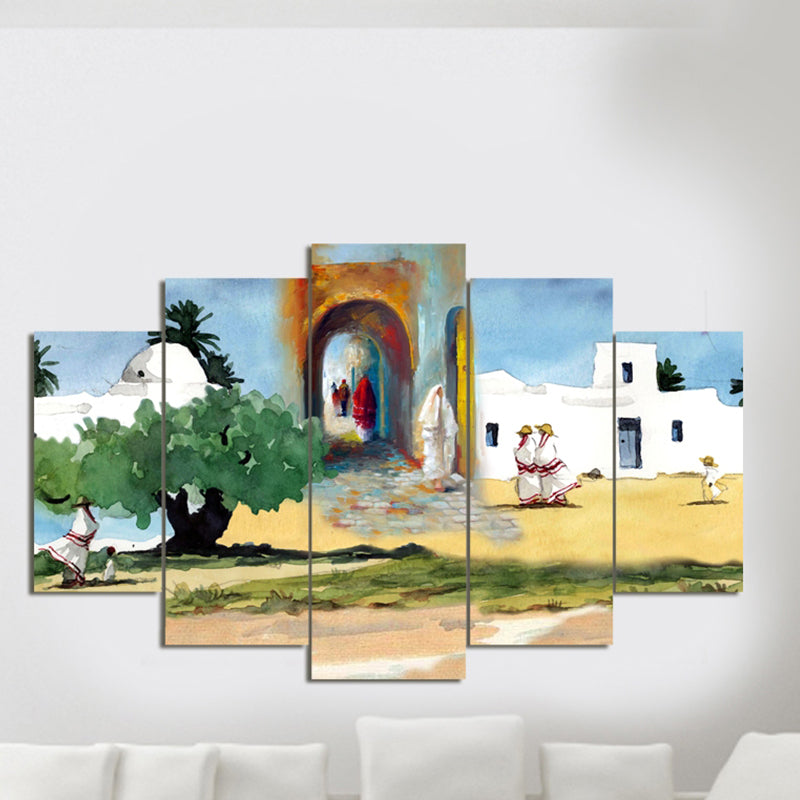 Tableau décoratif 5 pces  - Djerba oliviers - 84 x 130 cm
