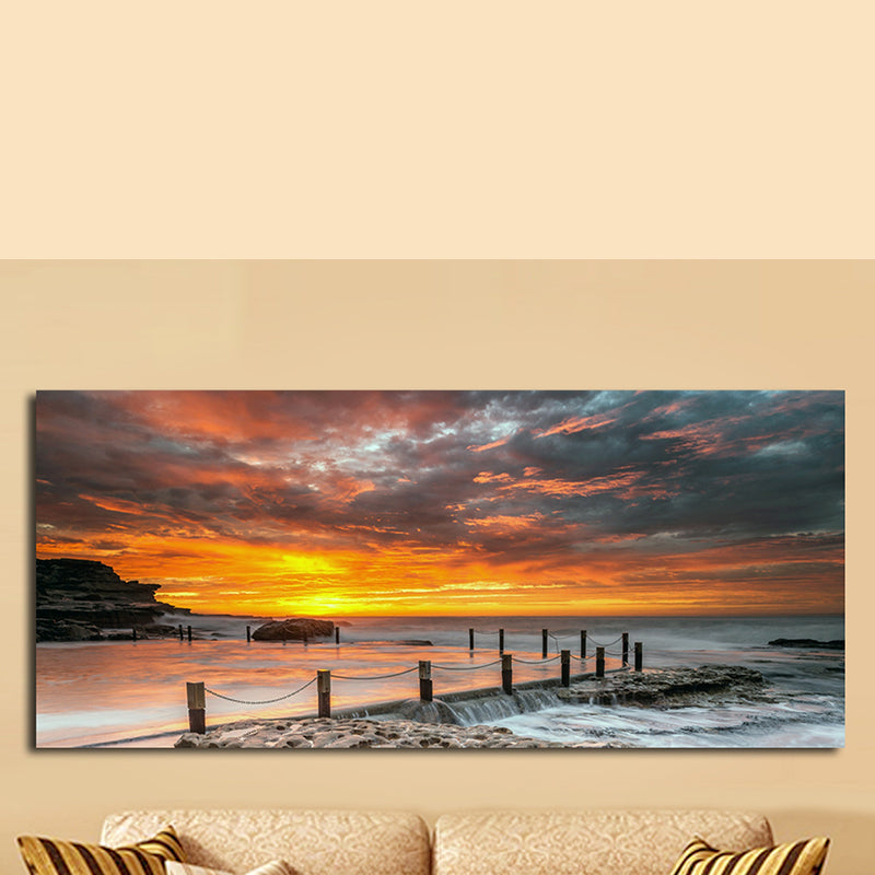 Tableau décoratif - Couché soleil sur mer - 170*75 cm