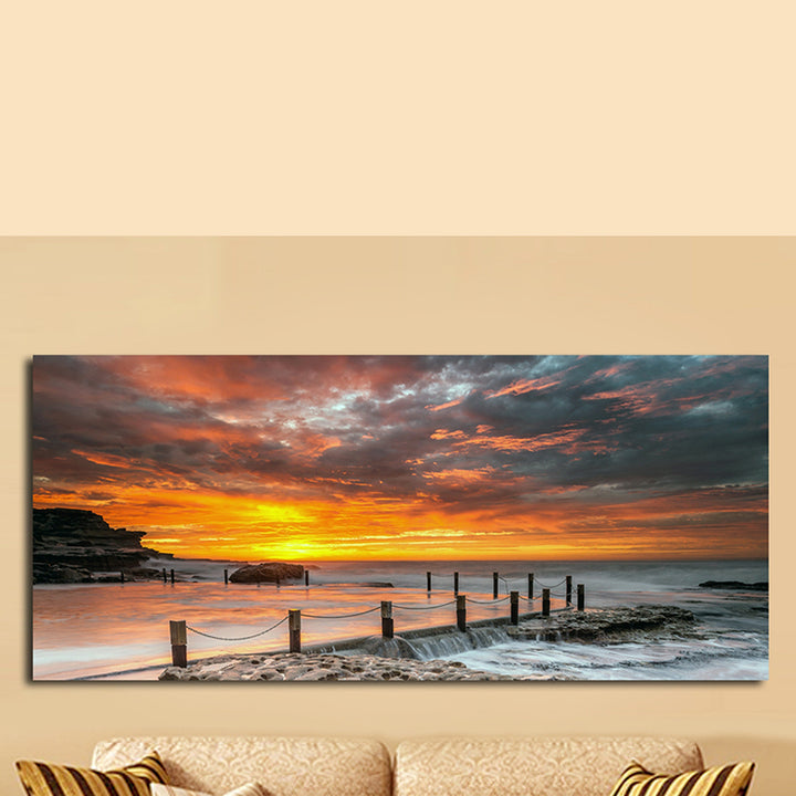 Tableau décoratif - Couché soleil sur mer - 170*75 cm