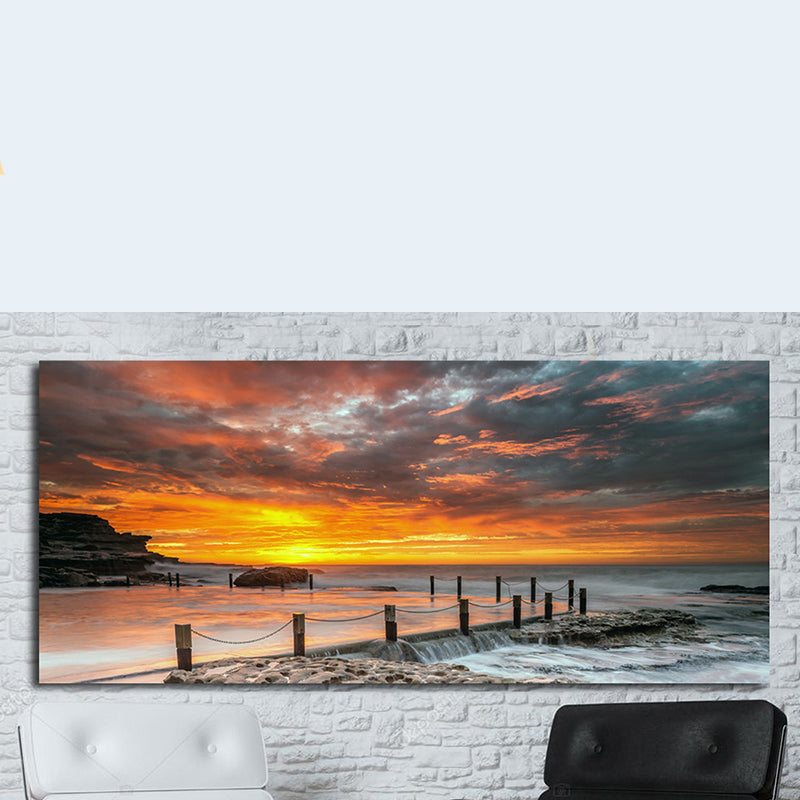 Tableau décoratif - Couché soleil sur mer - 170*75 cm