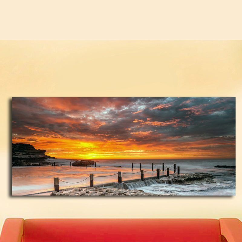 Tableau décoratif - Couché soleil sur mer - 170*75 cm