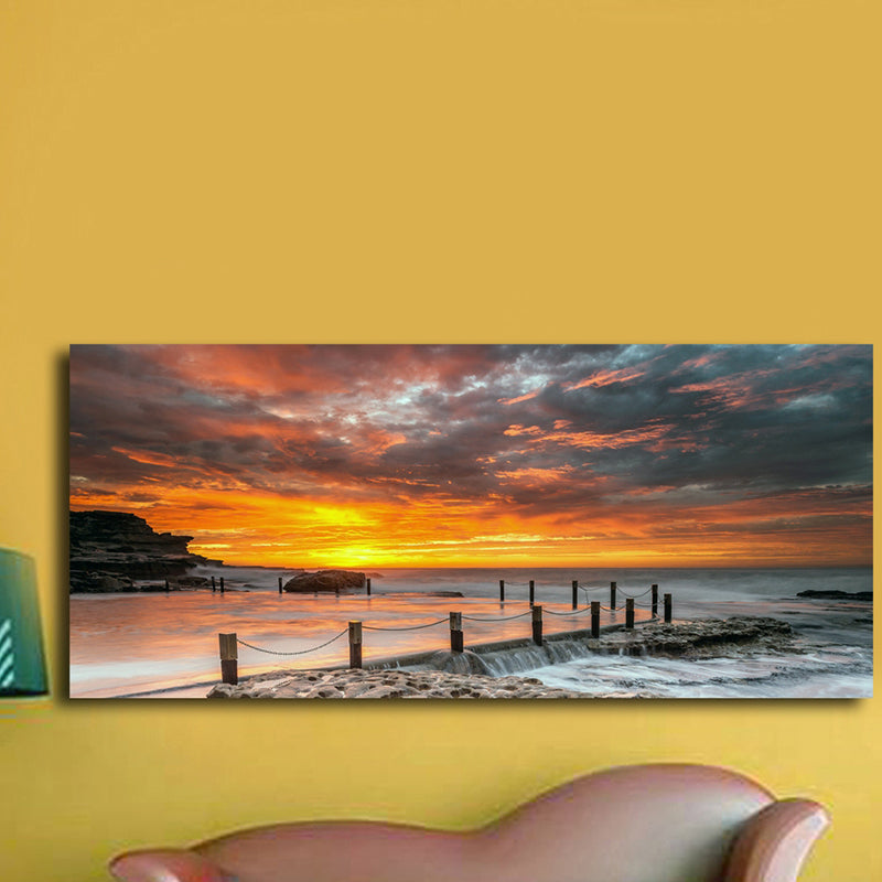 Tableau décoratif - Couché soleil sur mer - 170*75 cm