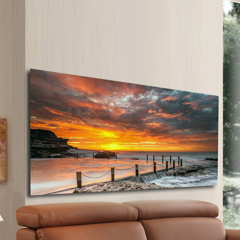 Tableau décoratif - Couché soleil sur mer - 170*75 cm